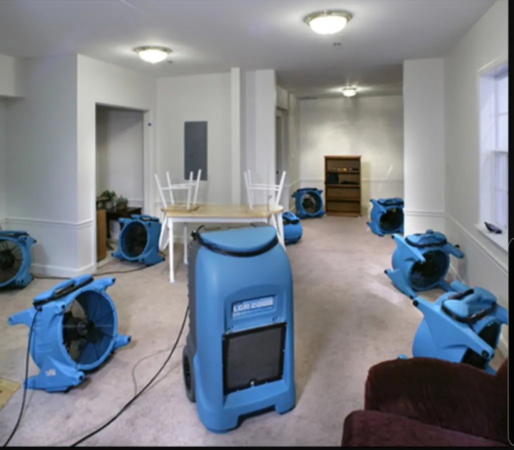 Air movers and dehumidifier setup for Water Extraction & Removal in Edwardsville
